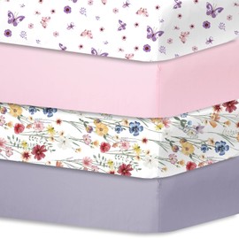 Little Grape Land Fitted Sheet 4 Pieces Butterfly, 70 x 140 cm