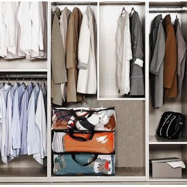 Bolsas para Guardar Ropa Transparentes 40L 75L Bolsas Almacenaje Ropa Plegable de PVC, Cajas Almacenaje con Asas Organizar para Mantas Ropa Juguetes  