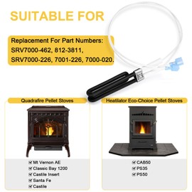 Adviace SRV7000-462 Igniter for Quadrafire Mt Vernon AE, Castile, Santa Fe, Classic Bay 1200 Pellet Stove and Heatilator Eco-Choice CAB50, PS35, PS50 Pellet Stove Parts, Quadra-Fire 812-3811 Ignitor.