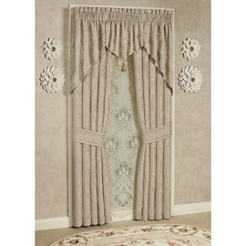 Touch of Class Traditional Grandview Jacquard Woven Damask Champagne Chenille Valance Swag Pair 60 x 36 Inches