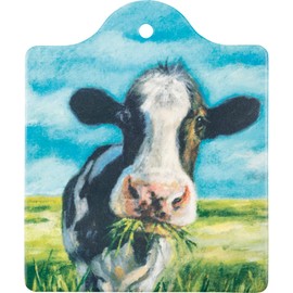 Primitives by Kathy Cow with A Mouthful Decorative Stone Trivet, 6.50" x 7.75", multicolor