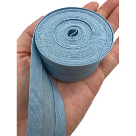 PEPPERLONELY 5 Yards 25mm (1 Inch) 100% Cotton Single Fold Bias Type Bias Binding for Sewing and Hemming Ribbon - Light Blue