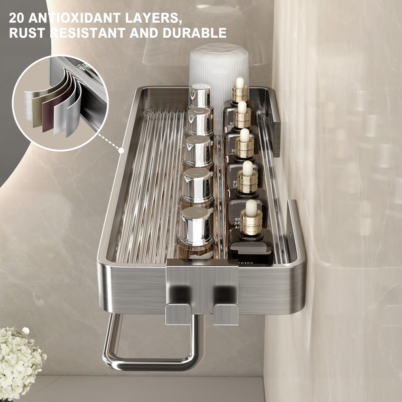 VOLPONE Stainless Steel Wall Mounted Bathroom Shelves - 2-Tier Floating