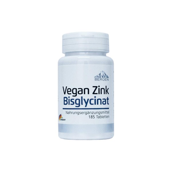Zinc Tablets - 185 Pieces in a Yearly Supply. 25 mg Zinc. Highly Bioavailable Zinc Bisglycinate (Zinc Chelate). Laboratory Tested. No Unwanted Additives. High Dosage, Vegan, Made in Germany