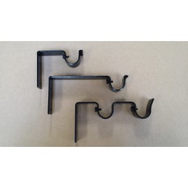 Black Bracket for 1 inch Iron Drapery Rod - Hardware - Sold PER Piece (6 inch Projection Bracket)