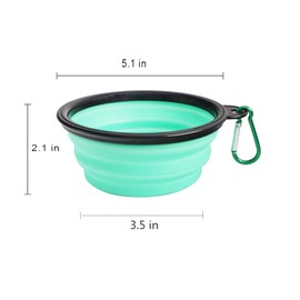 LINGYU Collapsible Dog Bowl, Silicone Foldable Expandable Cup Dish, for Pet Dog/Cat Food Water Feeding Portable Travel Bowl - Green