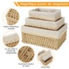 GOYADA Pack of 3 Wicker Rectangular Woven Basket with Yellow