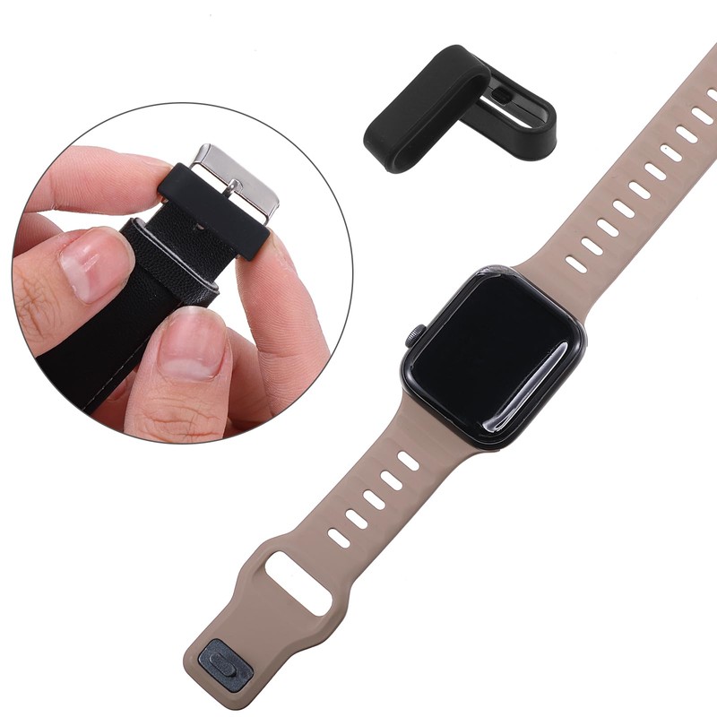 Kenning 6 Pcs Watch Bands Loops, Black Silicone Watch Strap