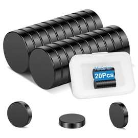 Wzone 20PCS Black Round Magnets, 15x3 mm Office Magnets Strong Small Magnets for Crafts Fridge DIY Picture Office School Home Kitchen Whiteboard