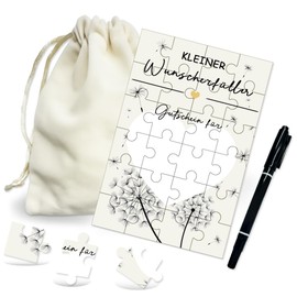 KAOTPO Wunscherfüller Voucher Puzzle, 24-Piece Voucher to Fill Yourself with Cotton Bag, Birthday Gifts for Girlfriend, Women, Men (Dandelion)