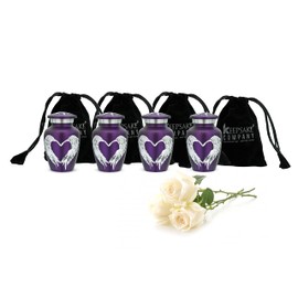 KEEPSAKE COMPANY's Purple Small Urns for Human Ashes - Angel Wings Mini Urns - Cremation Keepsakes urns for Ashes – Urn -ERN - Tiny Urns for Men - (Set of 4 Miniature Urn)