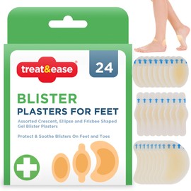 24pk Blister Plasters for Feet | Blister Prevention Cushion For Feet, Blister Plasters Heel Plasters, Toe Plasters for Blister Plaster, Bunions, Calluses & Foot Discomfort, Blister Plasters for Toes