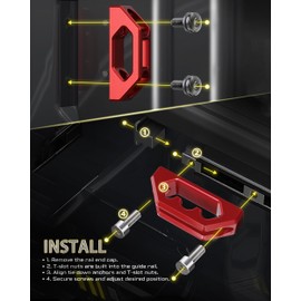 RENO Aluminum Tie Down Anchors Combo, 2Pcs Bed Rail Cleat + 2Pcs Tie Down Hook Compatible with Tundra/Tacoma Truck, OEM PT278-35160/35050-S1/35100-S1/35111/35112/PT785-35050-S1/66312-0C010 (Red)