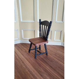 Handley Dollhouse Miniature Kitchen Chair Black & Dark Walnut Spindle Back 1:12 Scale