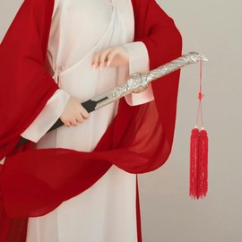 WHAMVOX Tai Chi Sword Spike Fringe Tai-chi Sword Tassel Sword Tail Decor Tassel Ornament Chinese Sword Tassel Hanging Tassel Cloth Arts Supplies Red