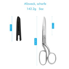 JARVISTAR Professional Fabric Scissors, Sewing Scissors, Dressmaking Scissors, 20.5 cm Scissors with Case, Sharp Forged Stainless Steel Scissors for Cutting Fabric, Clothing, Textiles, Leather, Denim,