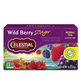 Celestial Seasonings Wild Berry Zinger Herbal Tea, Caffeine Free, 20 Tea Bags Box