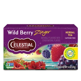 Celestial Seasonings Wild Berry Zinger Herbal Tea, Caffeine Free, 20 Tea Bags Box