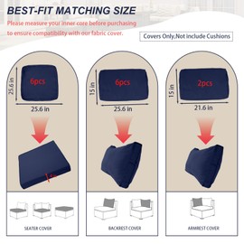 XX xfasd Outdoor Cushion Covers for Patio Furniture, Patio Cushion Covers Replacement with Zipper, Waterproof & Fade Resistant,Only Cover (Navy Blue, 25.6Lx25.6Wx4H - Only Covers)
