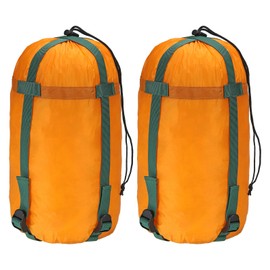 PATIKIL Compression Stuff Sack, 2 Pack 20L Waterproof Sleeping Bag Lightweight Compression Storage Sack for Backpacking Camping, Orange