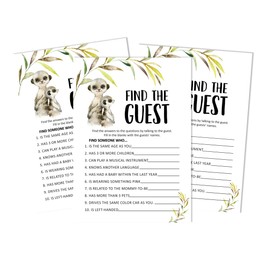 Inkdotpot Meerkat Baby Gender Neutral 50 Find The Guest Baby Shower Game Party Supply Icebreaker Party Game