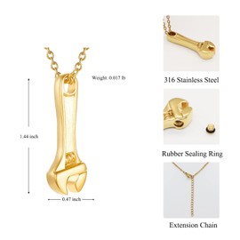 Miity Haiy Cremation Jewelry for Ashes Wrench Hammer Stainless Steel Urn Pendant Locket Keepsake Holder Ashes for Pet Human Memorial Urn Necklace for Women Men (Gold)