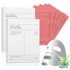 8 Piezas Mascarilla Bio-Colágeno：Bio Collagen Mask-Collagen Overnight Mask，Minimiza los Poros Y Aumenta La Elasticidad para una hidratación durader, Mascarillas Faciales para Mujeres y Adolescentes