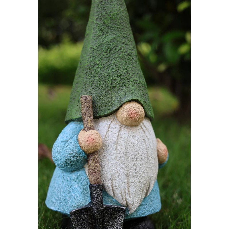 Hi-Line Gift Ltd. 16in Garden Gnome Statue Holding Shovel Resin