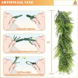 AwnPro 5PCS Artificial Vine Green Leaf Garland 20" Fake Hanging Leaves Faux Foliage Plants for Wedding Party Garden Home Office Wall Decoration (Green)