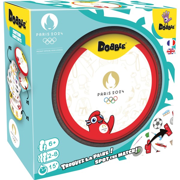 Asmodee - Dobble: Olympic Games Paris 2024 - Board games - Card games - Party games for 6 years+ - 2 to 8 Players - French version