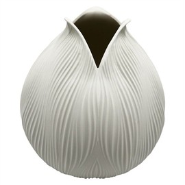 Bergamo Art 9 Inch Tall Modern Ceramic Flower Vase in White