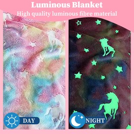 Soft Blanket for Girls Luminous Travel Blanket Glow in the Dark All Seasons Rainbow Blanket for Kids 78.7" x 59"(200x150cm) Toddler Blanket Throws for Chairs Sofa