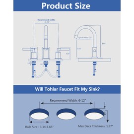 Tohlar Bathroom Faucets for Sink 3 Hole, Black Bathroom Sink Faucet with Pop Up Drain, 8 Inch Widespread Faucet 3 Pieces Basin Faucets 360 Degree Swivel Spout Two Handle with Supply Lines, Matte Black