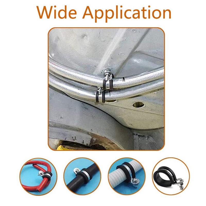 25Pcs 6mm Rubber Cushioned Cable Clamps 304 Stainless Steel Hose