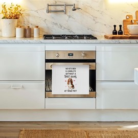 XIVENHAVM Basset Hound Kitchen Towels - Dog Lovers Gift Decorative Waffle Dish Towels, Basset Hound Gifts Tea Towel, Dog Mom Gifts Hand Tea Towel, 16x24 Inch