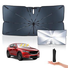 Windshield Sunshade Umbrella Custom Fit for Mazda CX-5 2017-2024 CX5-100% Blackout Ratio Thickened Titanium Silver 6 Layer UV Front Window Heat Insulation Protection Accessories Outdoor Camping