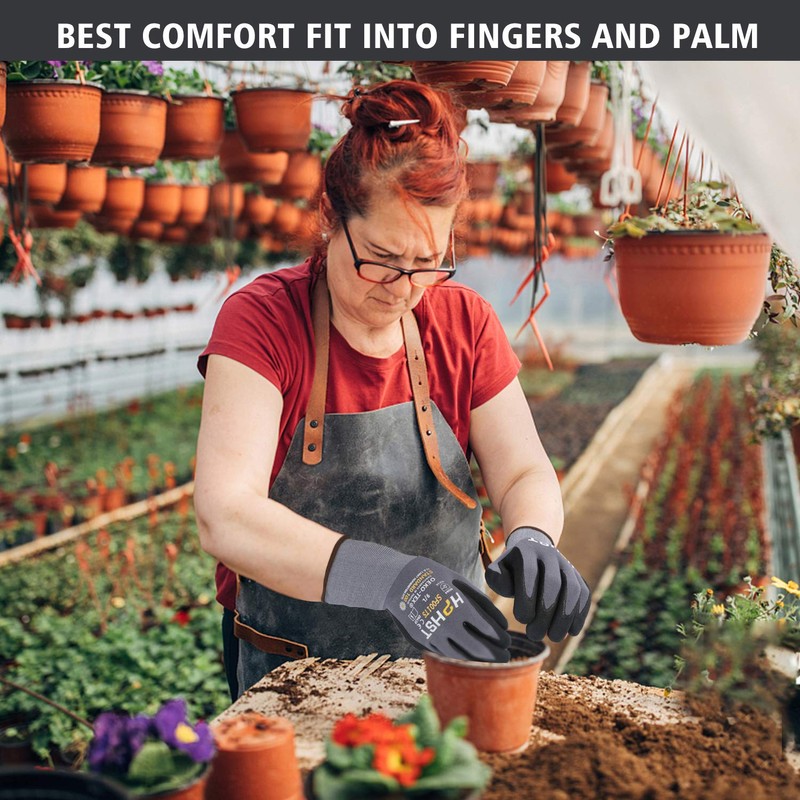 Nitrile Work Gloves HPHST,Spandex Liner Nitrile Coated,Smart Touch,12 Pairs(M)