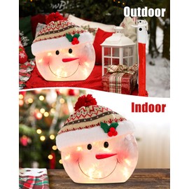Bdor Christmas Snowman Light Covers Snowman Head Christmas Lamp Snowman Tree Topper Lighted Christmas Decorations Cute Christmas Light Covers with Woolen Hat