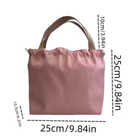 Mini Lunch Tote Pouch Reusable Small Cute Lunch Bag with Drawstring Suitable for Girls Women (Pink)