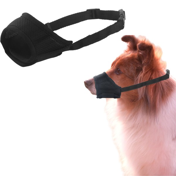 XhjzgcTech Dog Muzzles, Soft Nylon Mesh Dog Muzzle for Large
