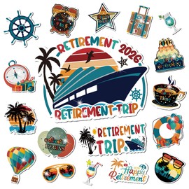 Happy Retirement Cruise Door Magnet Decorations,Summer Holiday Happy 2026 Retirement Cruise Ship Door Decor Magnetic for Vintage Women Men Retire Party Supplies Refrigerator Fridge Car Kitchen Garage