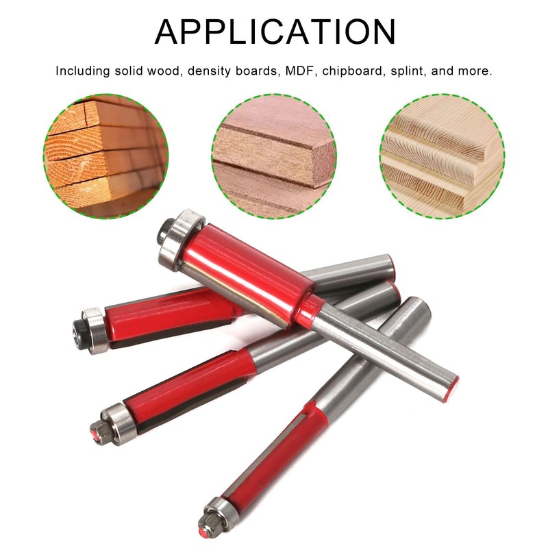 KOZTOL 4Pcs Flush Trim Router Bits, 1/4 Inch Shank Bearing