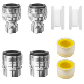 4Pcs Dishwasher Faucet Adapter with Aerator, Portable Dishwasher Snap Adapter Connection, Sink Faucet Adapters for Portable Washer, 15/16-27 Male Outside and 55/64-27 Female Inside, Chrome