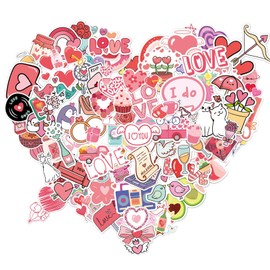 Valentines Stickers, Scrap Book Supplies, Cute Stickers, 200 Pieces, Waterproof Vinyl, for Laptop Luggage Water Bottles and Letter, Valentines Day Birthday Gifts for Girlfriend
