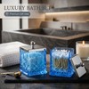 2 Pack 15Oz Blue Q-Tip Holder, Square Thick Glass