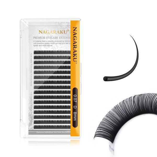 NAGARAKU Eyelash Extension Mix Individual Matte Black False False Eyelashes Classic Individual Eyelash Extensions (0.07 D 8 mm)