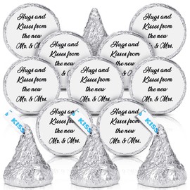 1000 Pcs Hugs and Kisses from The New Mr and Mrs Wedding Stickers, Chocolate Drops Labels Stickers Mini Candy Stickers 0.75 Inch for Weddings, Bridal Shower Engagement Party Favors Decorations