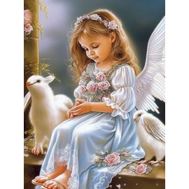 Pavemlo Diamond Painting Set Accessories Angel Girls, DIY 5D Diamond Embroidery Painting Kits Animals, Full Drill Crystal Set Rhinestone Embroidery Pictures DIY Diamond Painting for House Wall