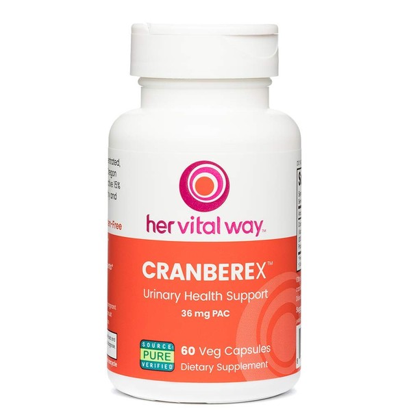 her vital way Cranberex - Cranberry Pills for Women and Men - Cranberry Supplement with 36mg PAC - Cranberry Extract Capsules for Urinary Tract Health and Kidney Care - 60 Veg Capsules