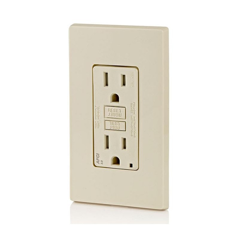 Leviton AFCI Outlet, 15 Amp, Self Test, Tamper-Resistant with LED